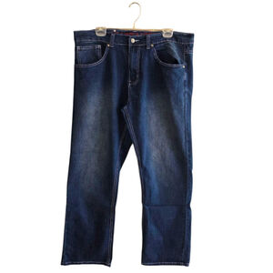 Linea Uomo Relaxed Straight Fit Blue Jeans Men's 36X32 White Stitching